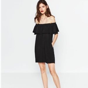 Zara "Bardot" Black Off the Shoulder Dress